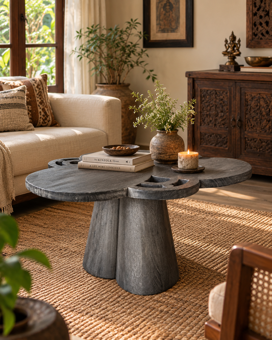 Designer Wooden Foldable Coffee Table – Charcoal Finish