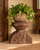 Old Indian Hand-Carved Elephant and Shree Candle, Planter & Statue Holder