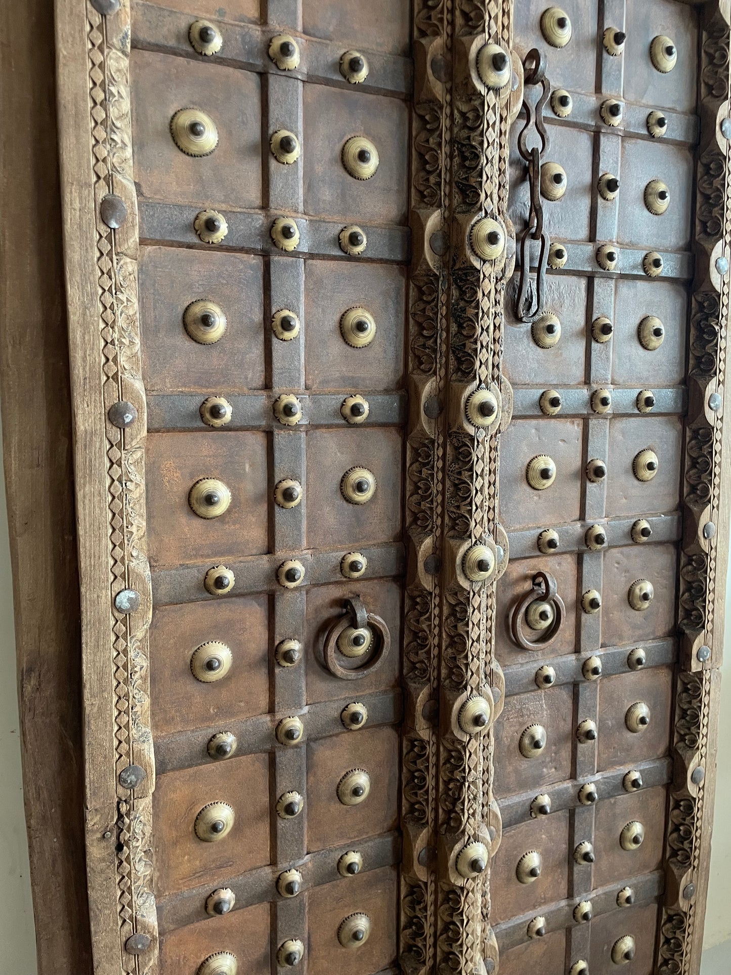 original shekhawati hand-carved marwar teak decorative door panel