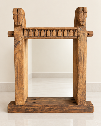 Vintage Hand-Carved Horse Wooden Mirror
