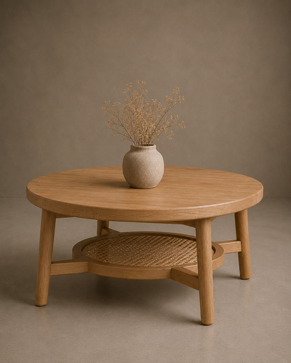 Cane Sofa and Coffee Table Set