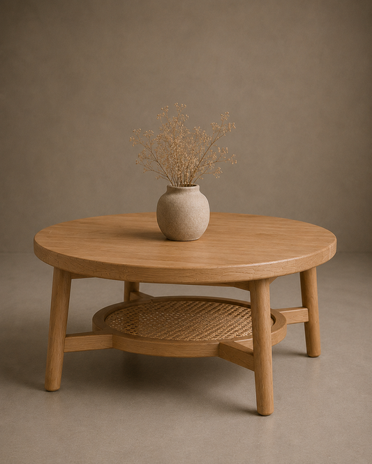 Cane Sofa and Coffee Table Set