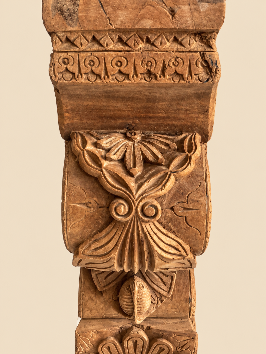vintage hand-carved wooden architectural bracket