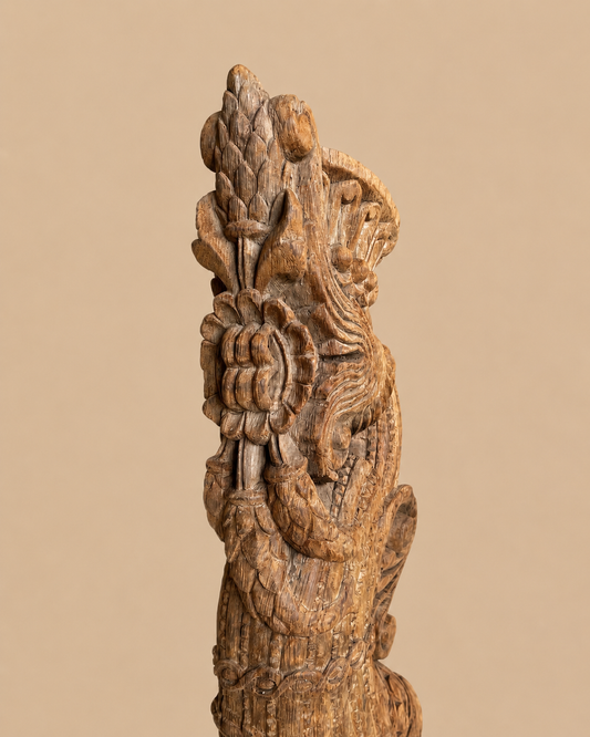 Vintage Wooden Yali Bracket Sculpture on Iron Stand