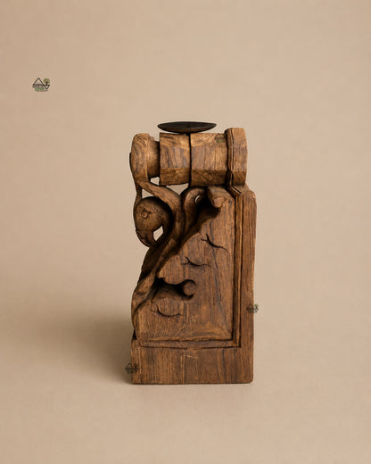 Vintage Teak Wood Parrot Candle Holders – Set of 2