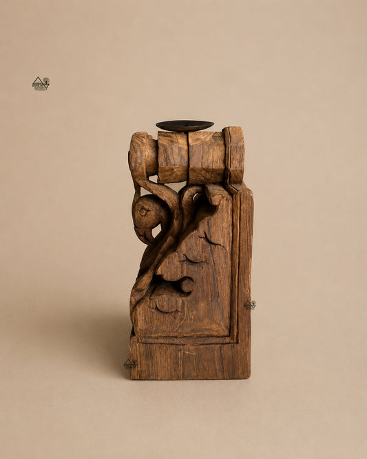 Vintage Teak Wood Parrot Candle Holders – Set of 2