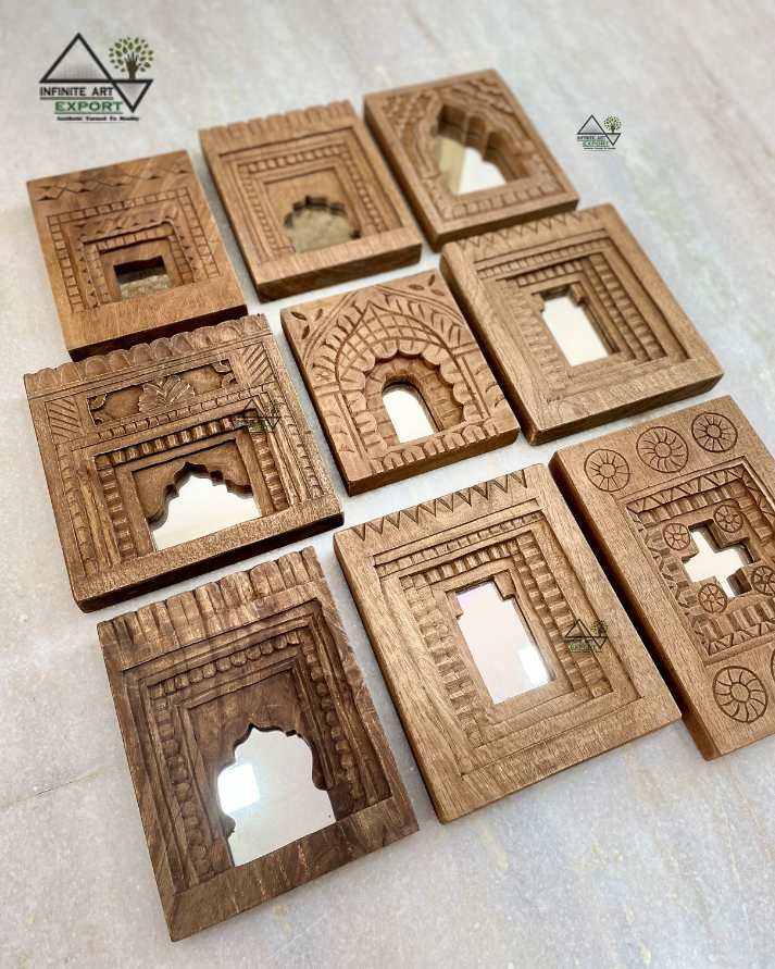 wooden temple mirror frame (set of 9)