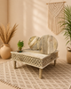 Carved Mango Wood Coffee Table Set with Stools