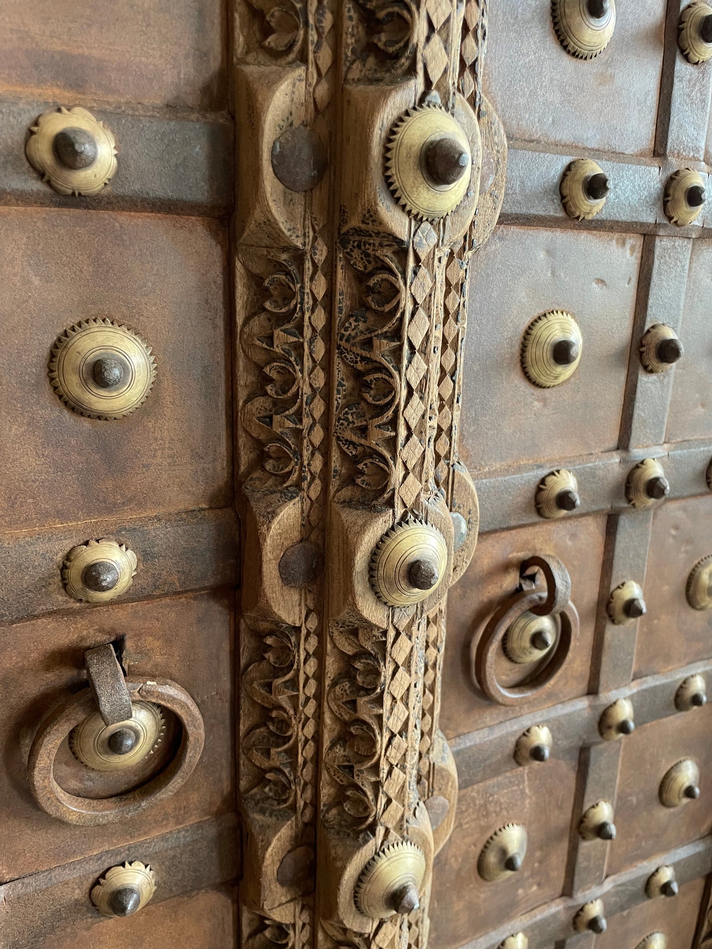 original shekhawati hand-carved marwar teak decorative door panel