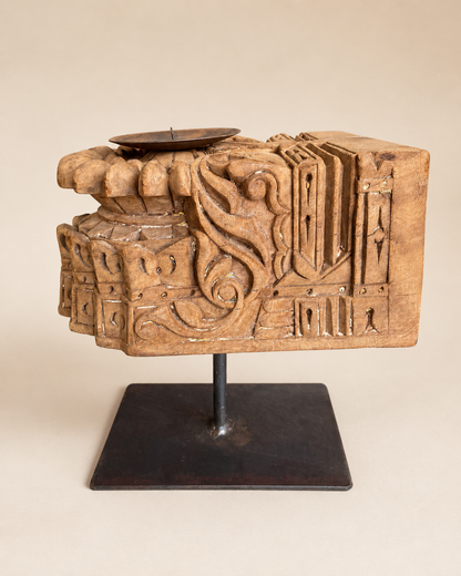 Vintage Hand-Carved Wooden Display Stand