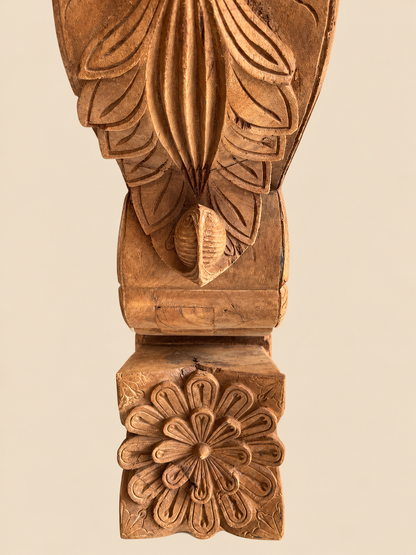 Vintage Hand-Carved Wooden Architectural Bracket