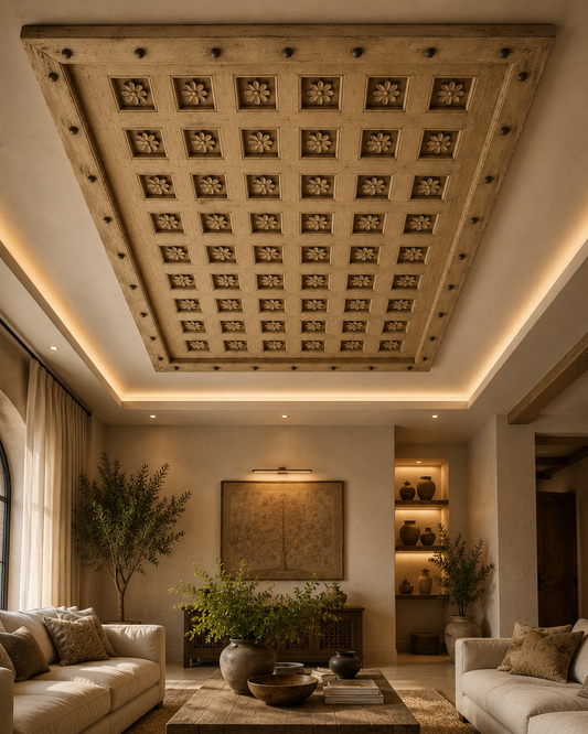 Heritage Floral Teak Wood Ceiling Panel