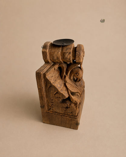 Vintage Teak Wood Parrot Candle Holders – Set of 2