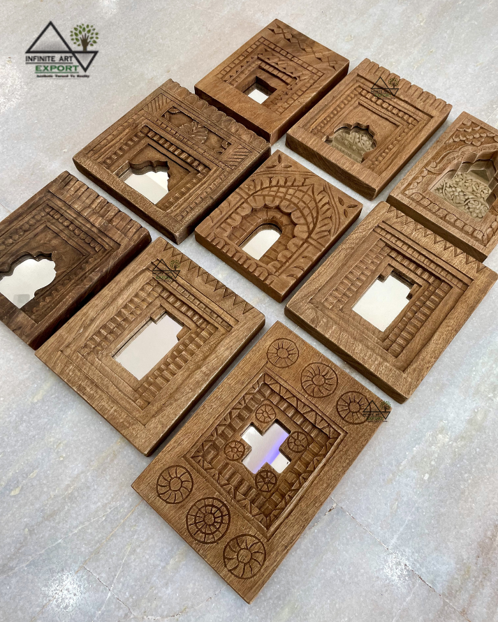 wooden temple mirror frame (set of 9)