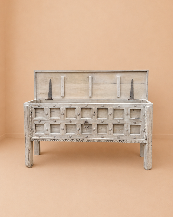 handcrafted console table with hidden storage