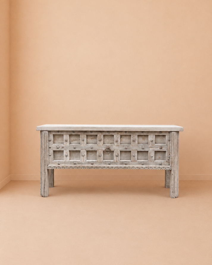 handcrafted console table with hidden storage