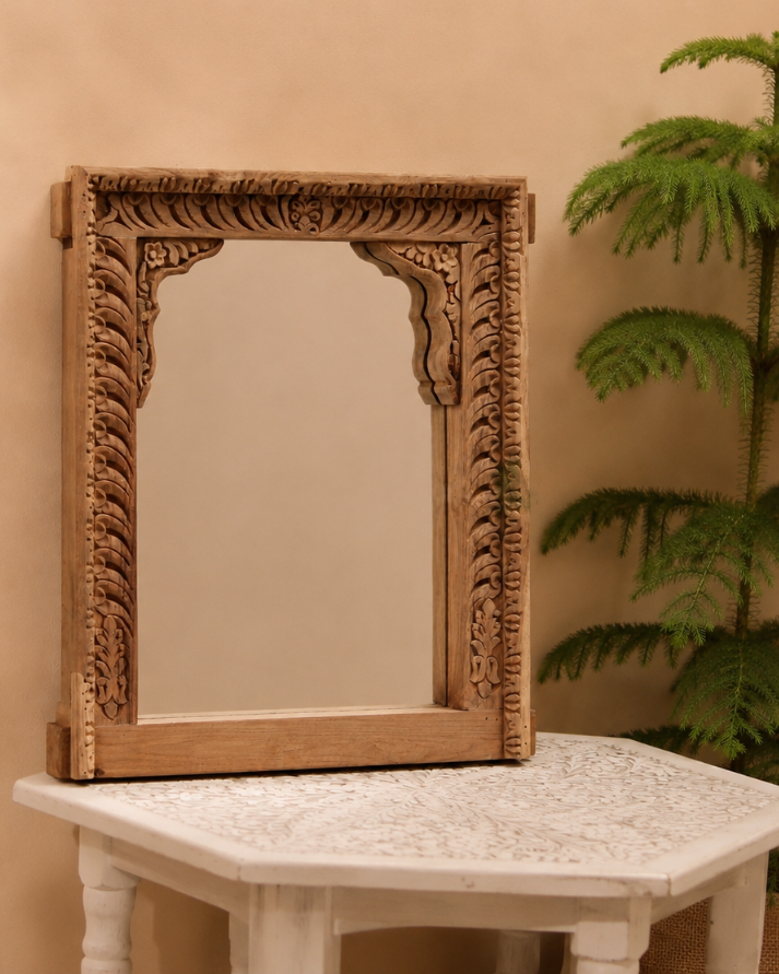 antique wooden arch mirror frame
