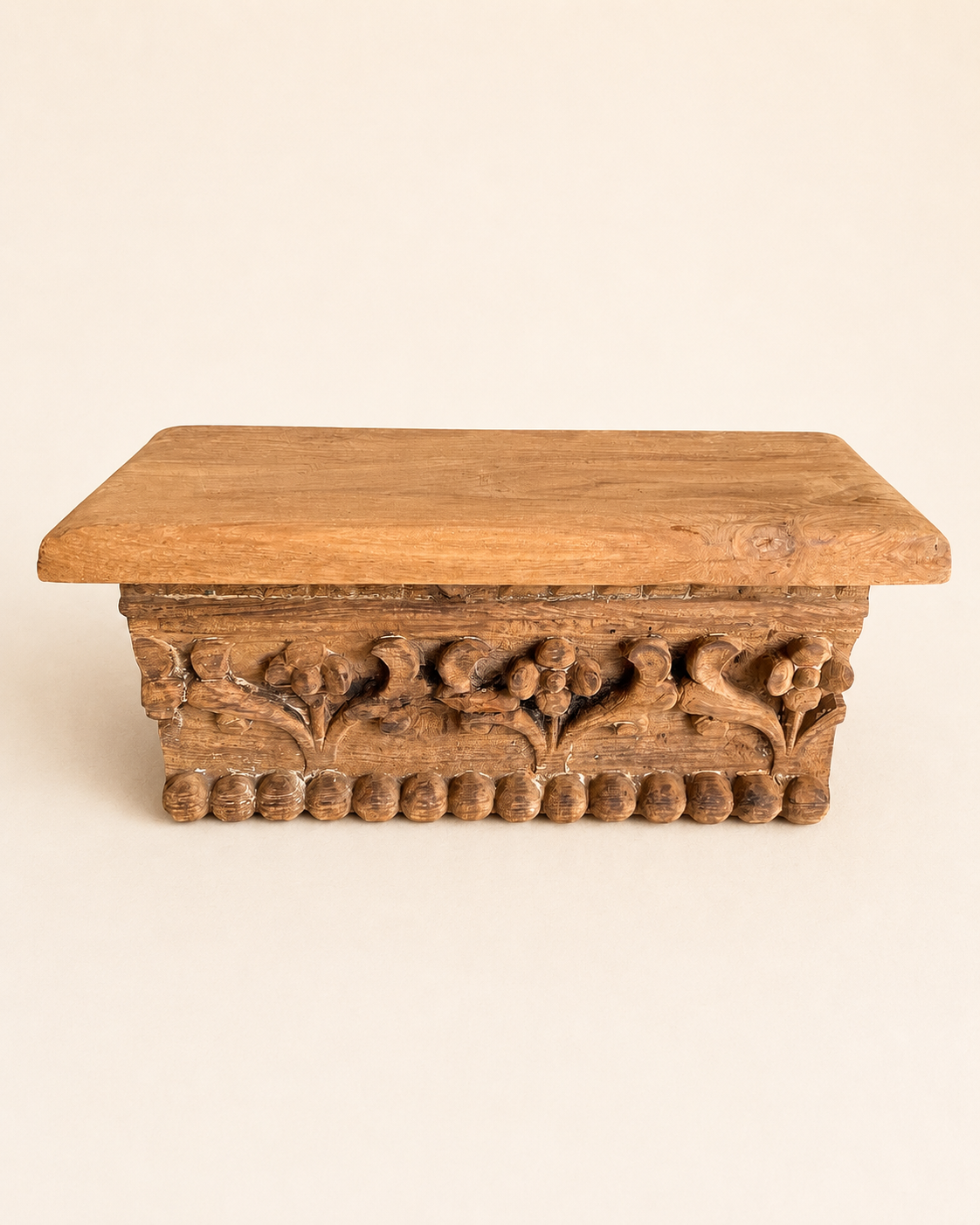vintage hand carved wooden shelf