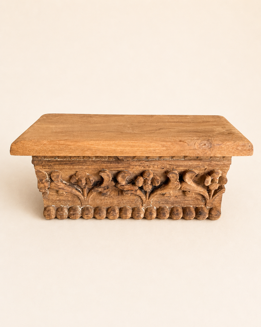 Vintage Hand Carved Wooden Shelf