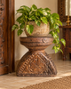 Vintage Hand-Carved Floral & Elephant Wooden Stand