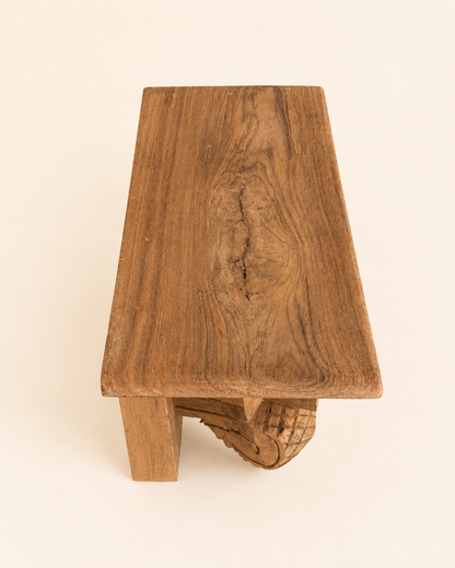 Vintage Artisan Carved Wooden Wall Shelf
