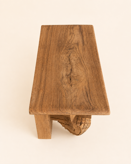 Vintage Artisan Carved Wooden Wall Shelf