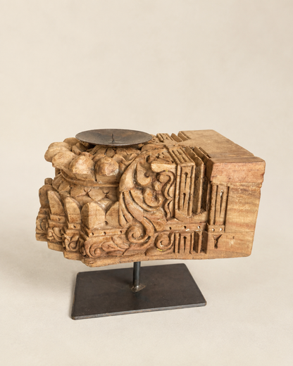 Vintage Hand-Carved Floral Candle Stand / Statue Holder / Plant Holder