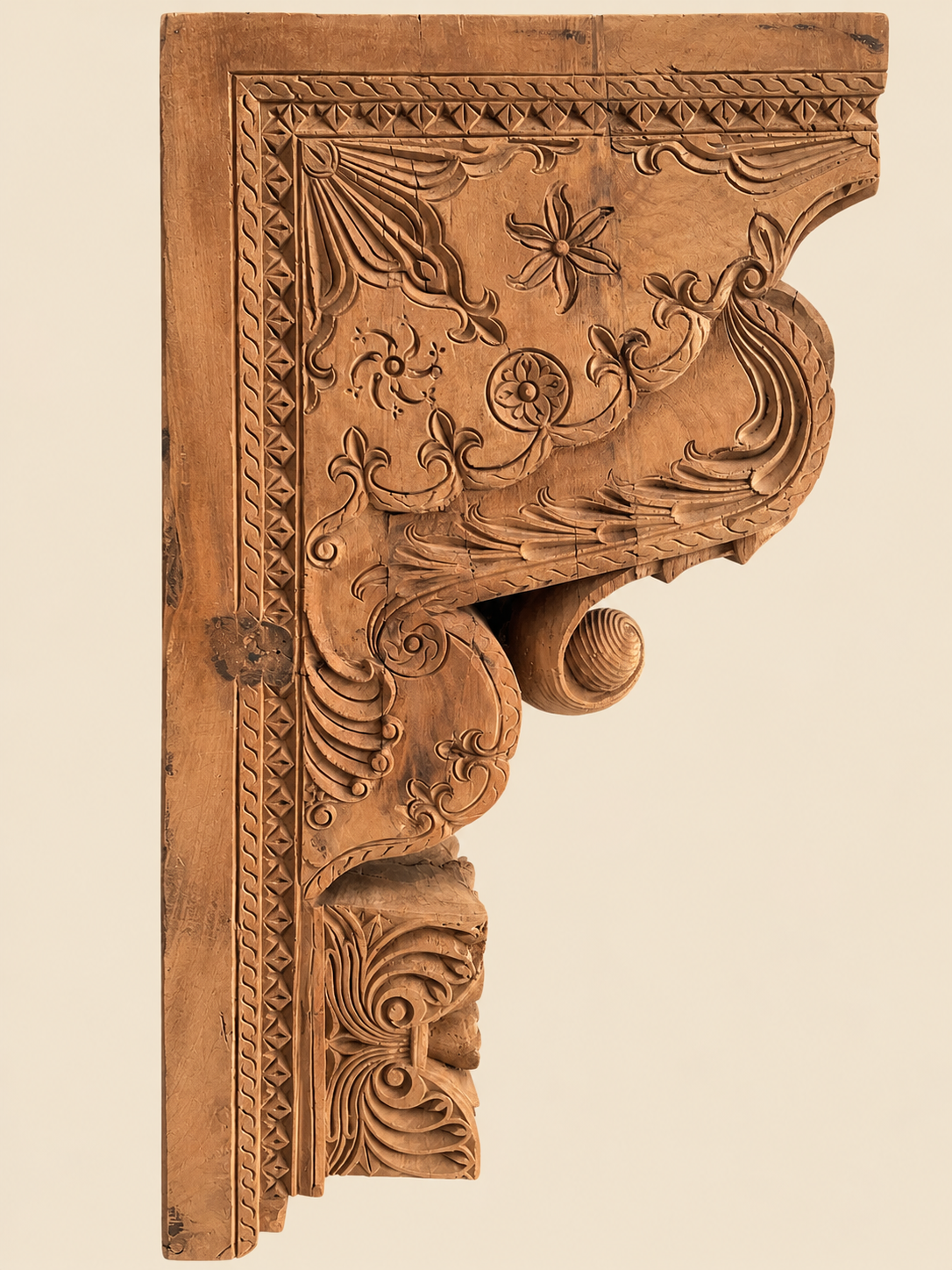 vintage hand-carved wooden architectural bracket