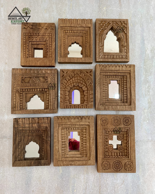 Wooden Temple Mirror Frame (Set of 9)