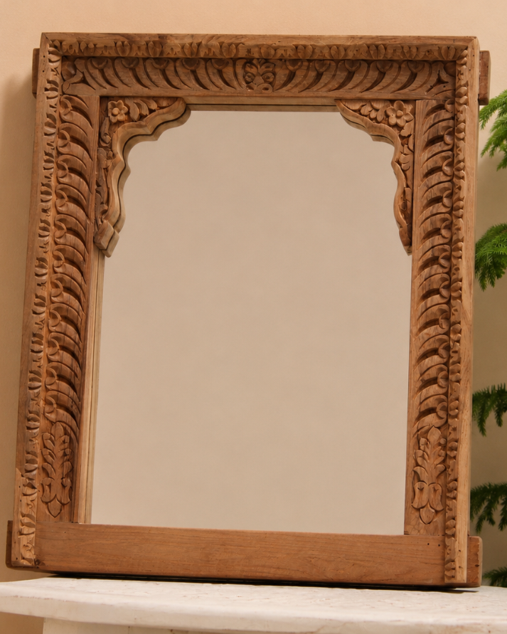antique wooden arch mirror frame