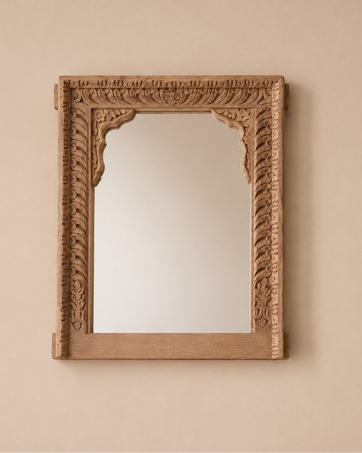 antique wooden arch mirror frame