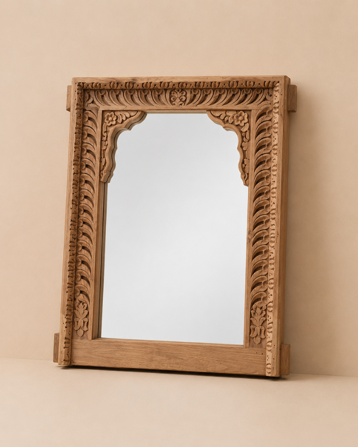 antique wooden arch mirror frame