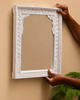 White Wash Antique Wooden Arch Mirror Frame