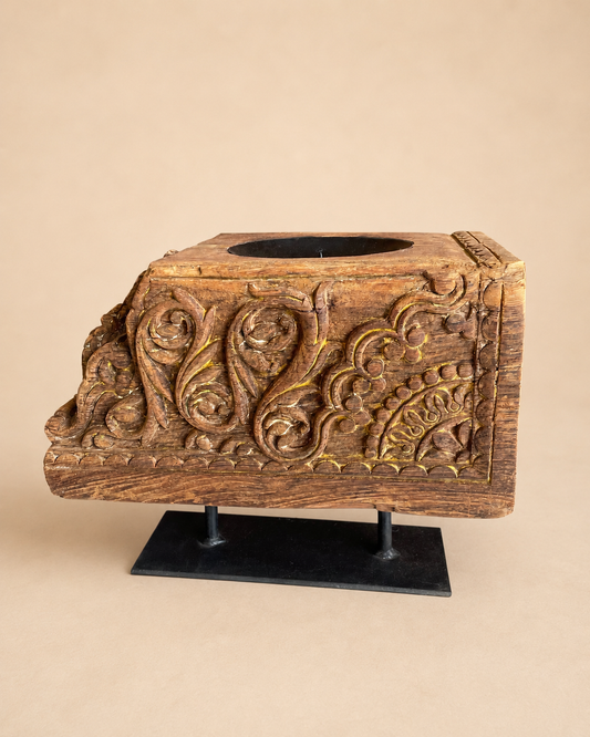 Heritage Teak Wood Carved Candle Stand / Statue Holder / Plant Holder