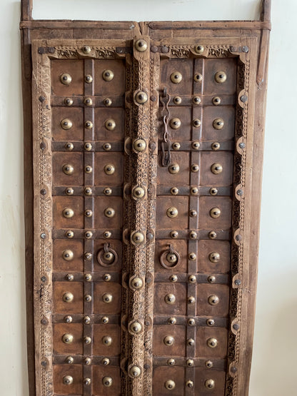 Original Shekhawati Hand-Carved Marwar Teak Decorative Door Panel