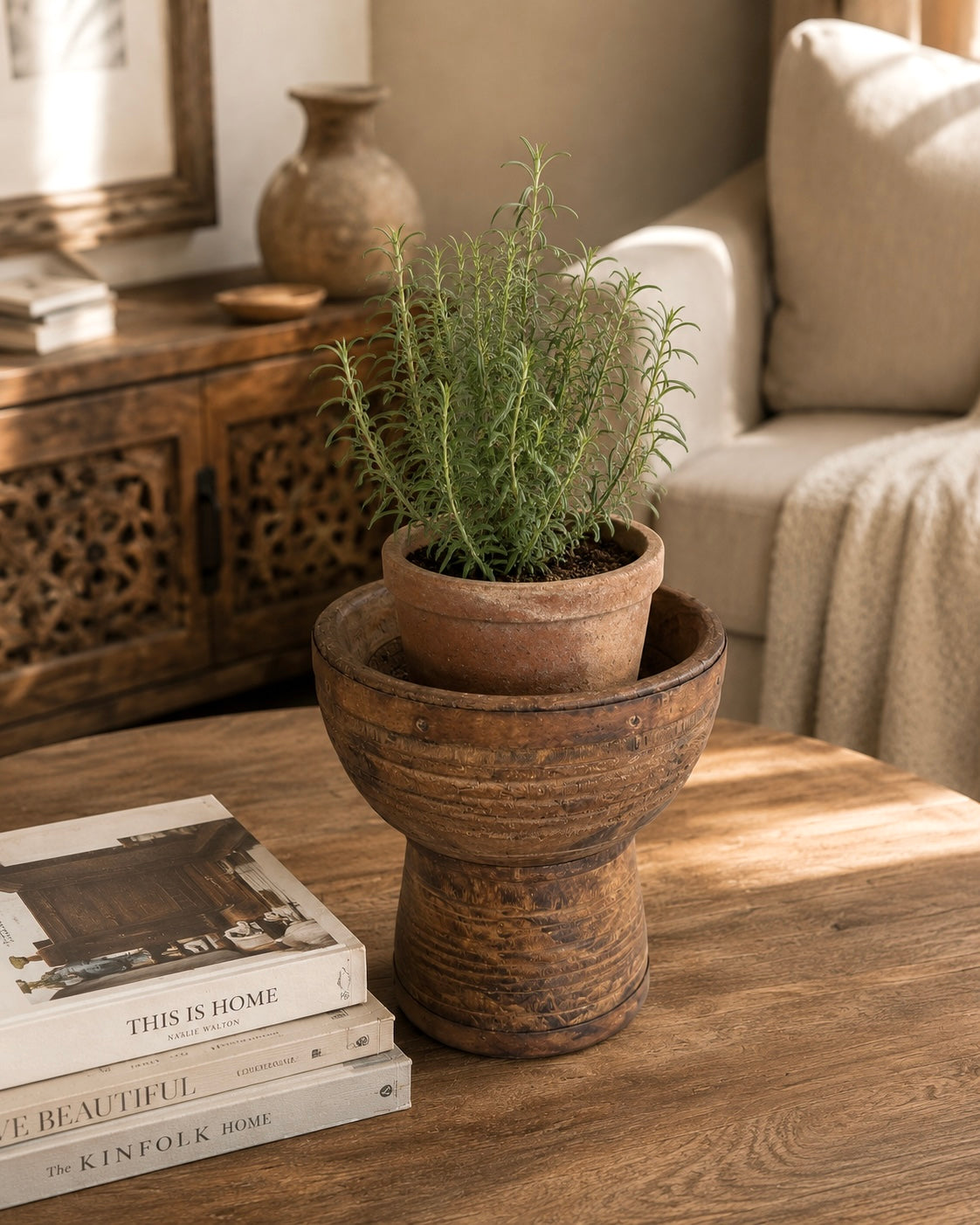 vintage wooden candle holder & planter
