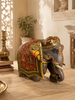 Royal Rajasthani Hand-Painted Wooden Elephant Sculpture / Raja Rani Painting Elephant