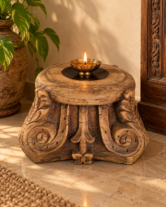 Heritage Wooden Decor Stand - Pillar Base