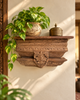 Fully Carved Floral Motif Wooden Corbel Wall Shelf