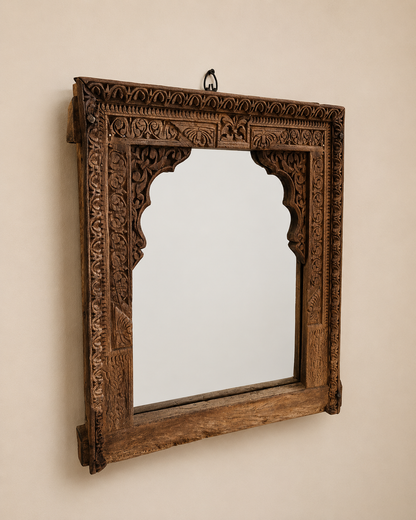 Antique Wooden Arch Mirror Frame