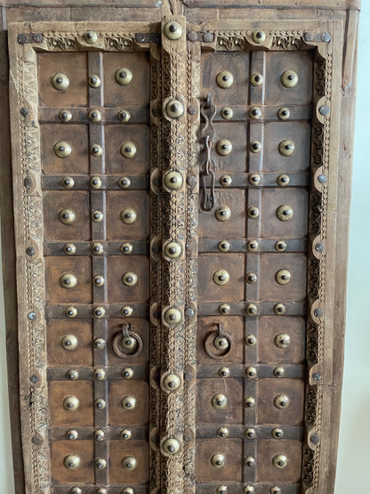 Original Shekhawati Hand-Carved Marwar Teak Decorative Door Panel