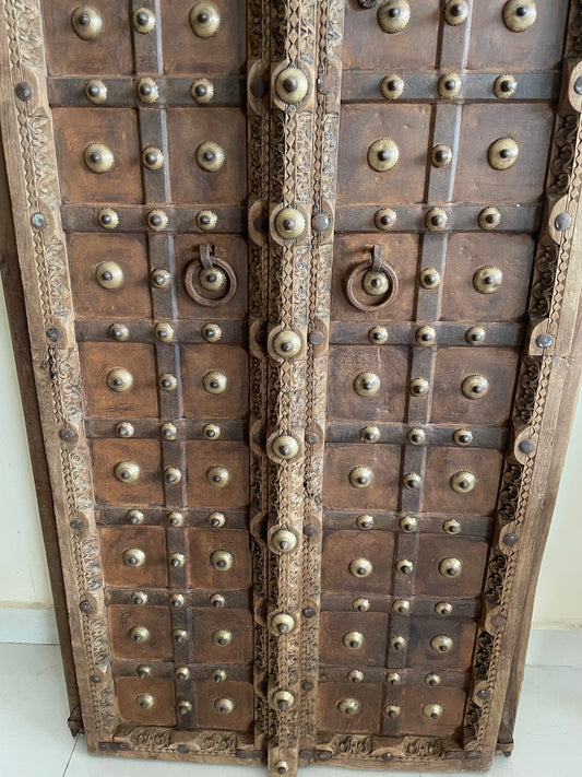 Original Shekhawati Hand-Carved Marwar Teak Decorative Door Panel