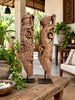 Vintage South Indian Hand-Carved Yali Architectural Brackets on Iron Stands – Set of 2