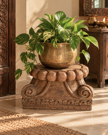 Hand-Carved Vintage Wood Display Base