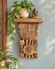Vintage Hand-Carved Sunburst & Floral Wooden Wall Shelf