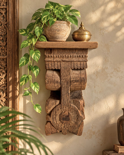 Floral & Scrollwork Wooden Corbel Bracket / Shelf