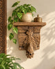 Vintage Hand-Carved Floral Bird Wooden Wall Shelf