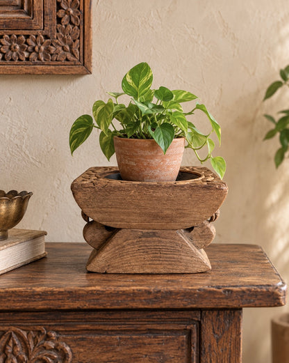Wooden Candle, Diya & Plant Holder