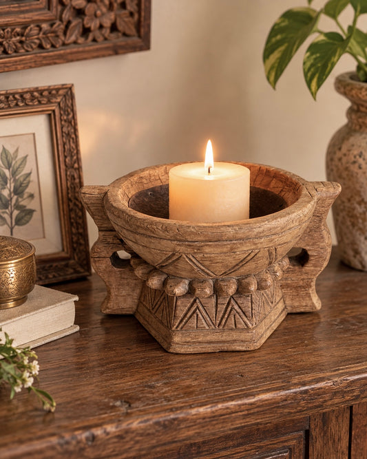 Traditional Hand-Carved Wooden Stand