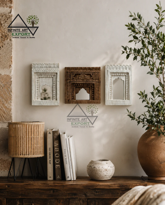 Heritage Wooden Arch Mirror Frame ( Set of 3)